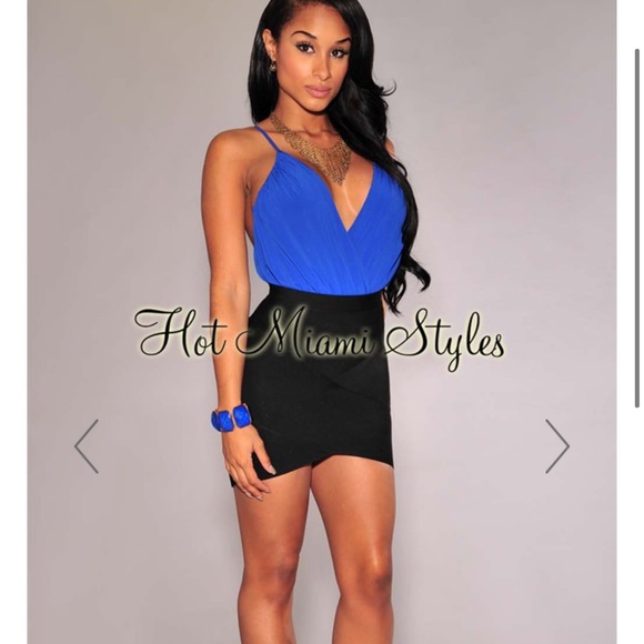 Hot Miami Styles Tops - Hot Miami styles royal blue cross back body suit